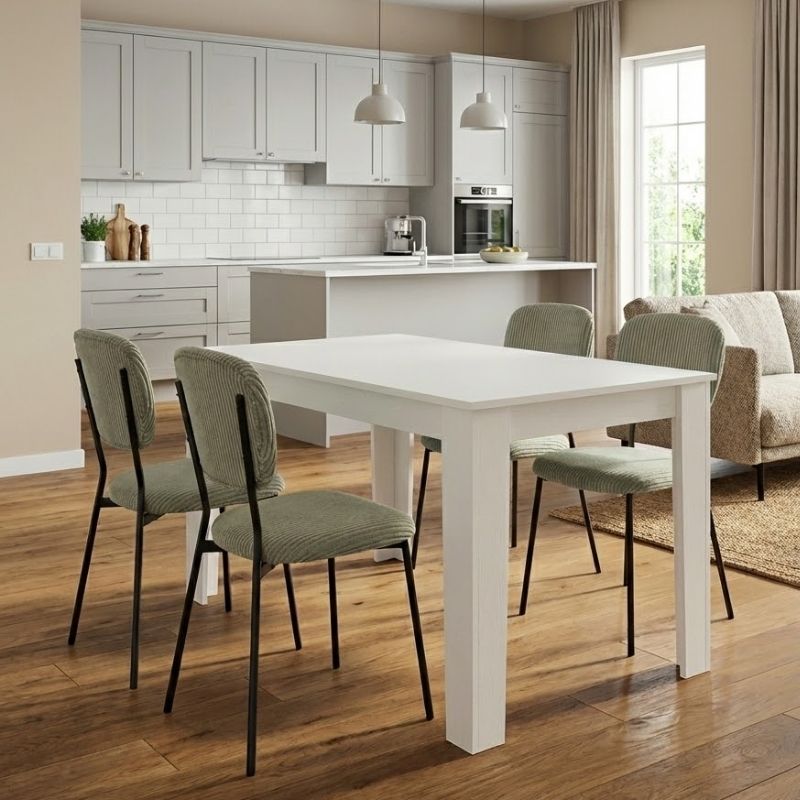 Σετ τραπεζαρία 5τμχ Darlen – Kevin Megapap χρώμα λευκό – λαδί 125x72x74εκ.