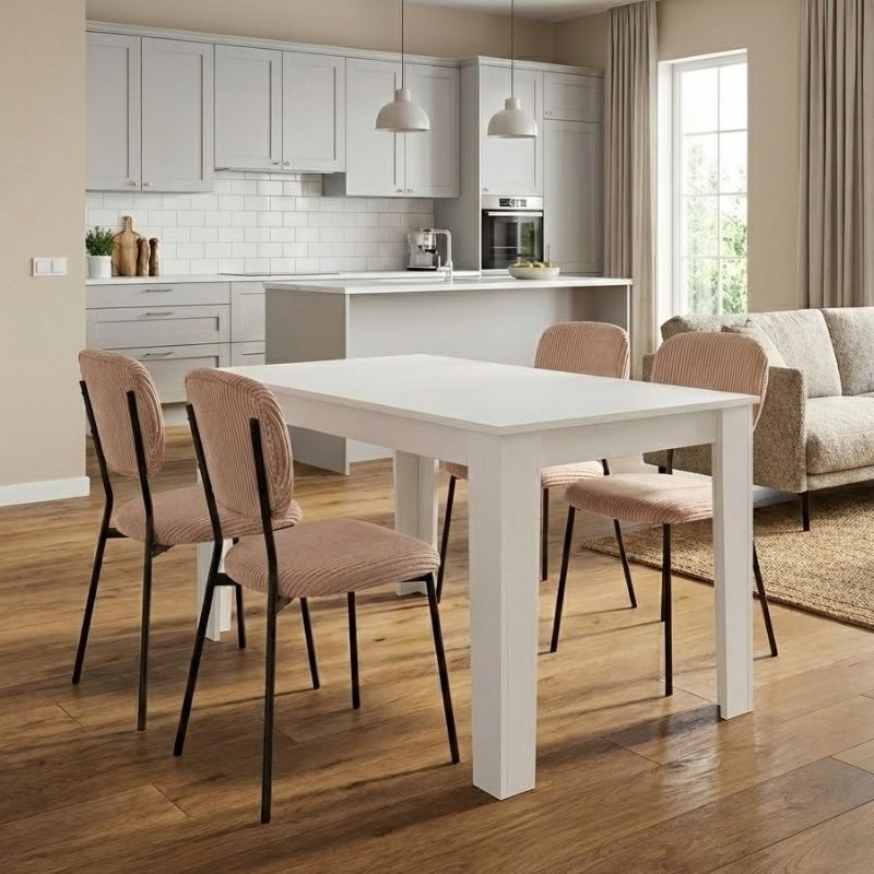 Σετ τραπεζαρία 5τμχ Darlen – Kevin Megapap χρώμα λευκό – μόκα 125x72x74εκ.