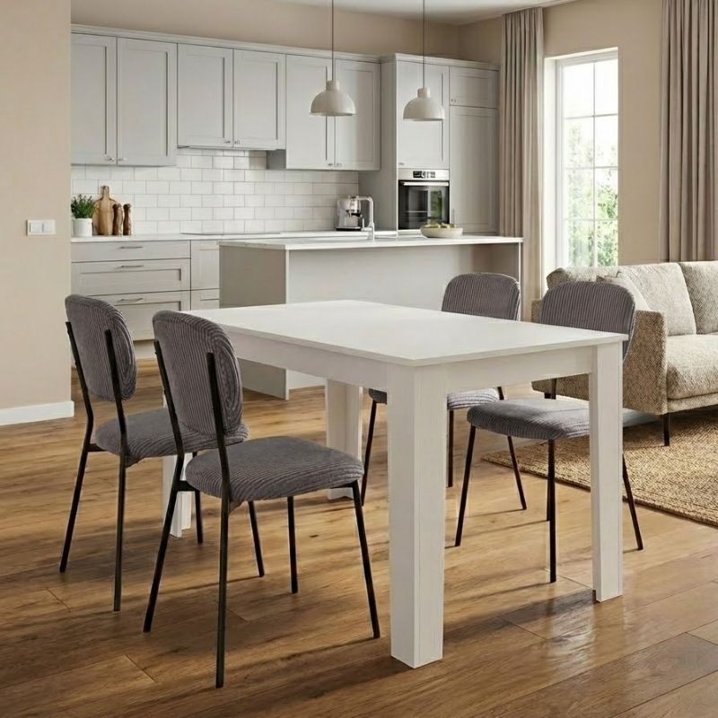 Σετ τραπεζαρία 5τμχ Darlen – Kevin Megapap χρώμα λευκό – γκρι 125x72x74εκ.