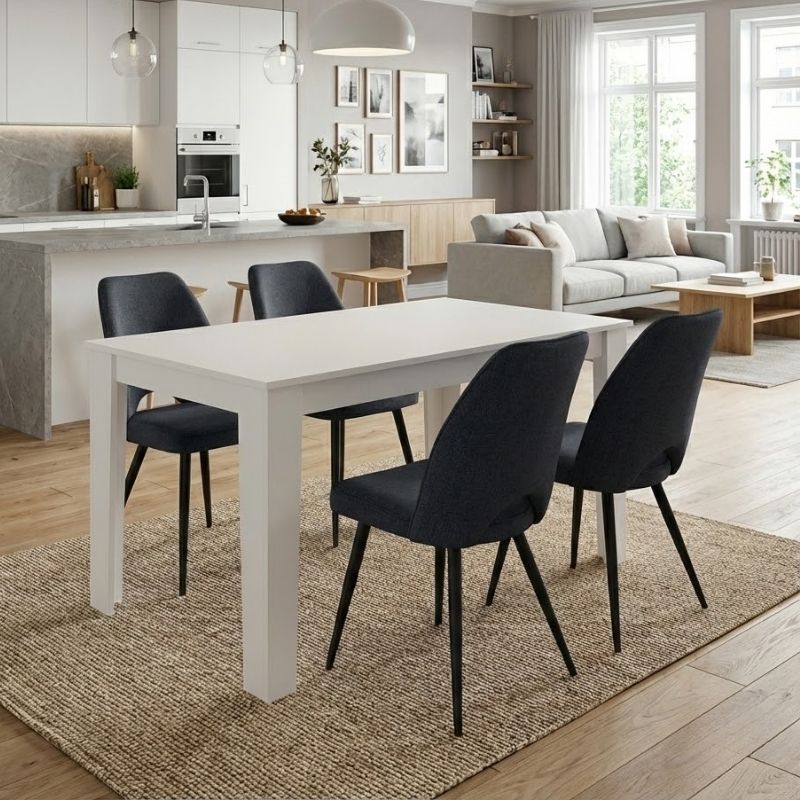 Σετ τραπεζαρία 5τμχ Darlen – Christy Megapap χρώμα λευκό – ανθρακί 125x72x74εκ.