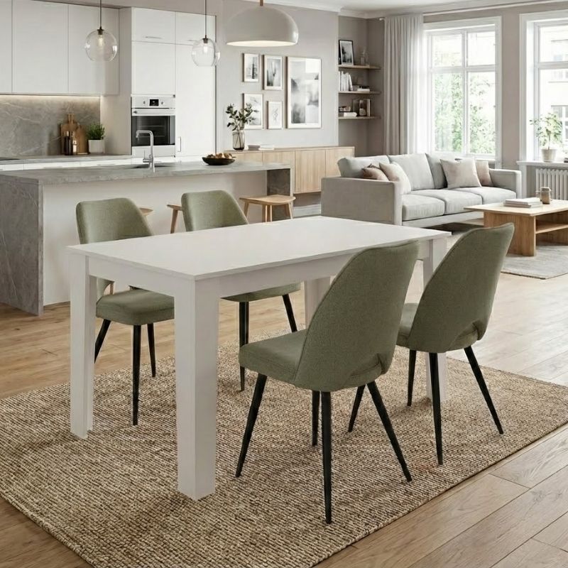 Σετ τραπεζαρία 5τμχ Darlen – Christy Megapap χρώμα λευκό – λαδί 125x72x74εκ.