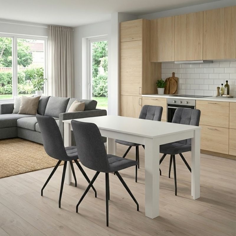 Σετ τραπεζαρία 5τμχ Darlen – Bianca Megapap χρώμα λευκό – γκρι 125x72x74εκ.