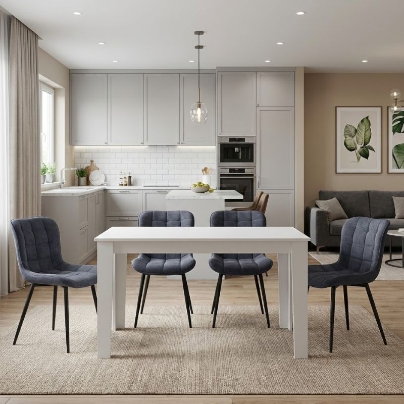 Σετ τραπεζαρία 5τμχ Darlen – Chiara Megapap χρώμα λευκό – ανθρακί 125x72x74εκ.