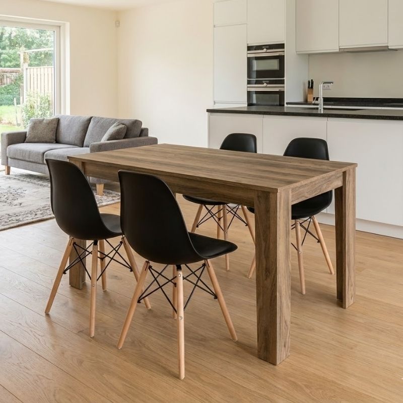 Σετ τραπεζαρία 5τμχ Darlen – Nova Megapap χρώμα καρυδί – μαύρο 125x72x74εκ.