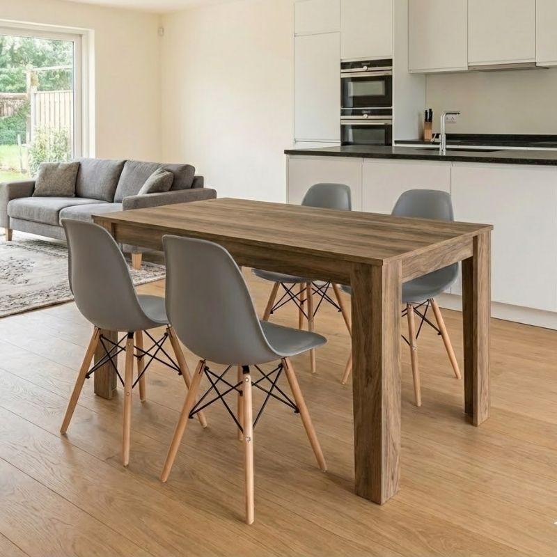 Σετ τραπεζαρία 5τμχ Darlen – Nova Megapap χρώμα καρυδί – γκρι 125x72x74εκ.