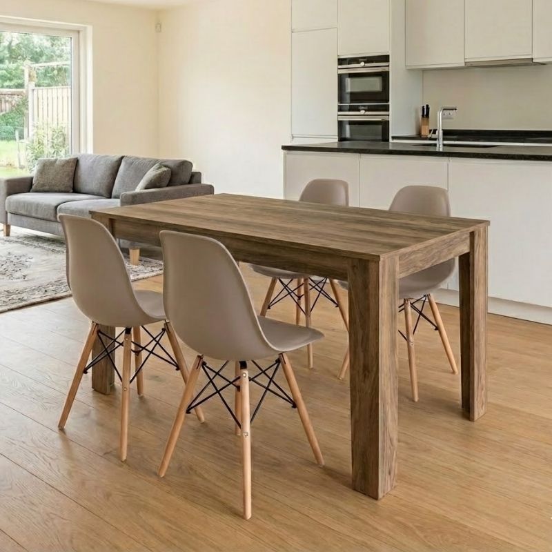 Σετ τραπεζαρία 5τμχ Darlen – Nova Megapap χρώμα καρυδί – cappuccino 125x72x74εκ.