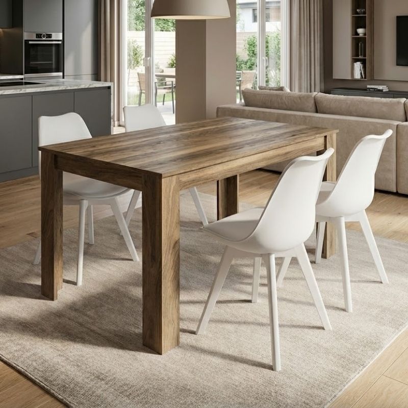 Σετ τραπεζαρία 5τμχ Darlen – Viva Megapap χρώμα καρυδί – λευκό 125x72x74εκ.