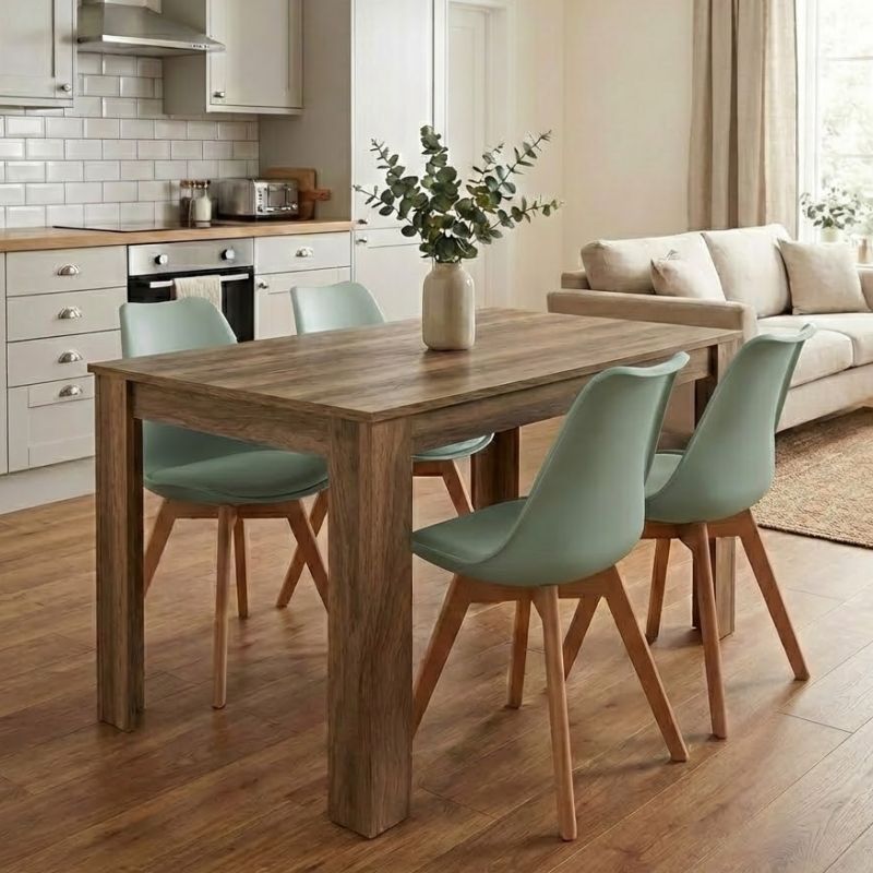 Σετ τραπεζαρία 5τμχ Darlen – Viva Megapap χρώμα καρυδί – φυστικί 125x72x74εκ.