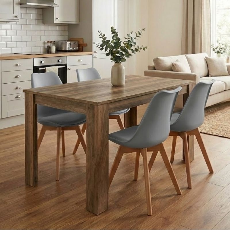 Σετ τραπεζαρία 5τμχ Darlen – Viva Megapap χρώμα καρυδί – γκρι 125x72x74εκ.