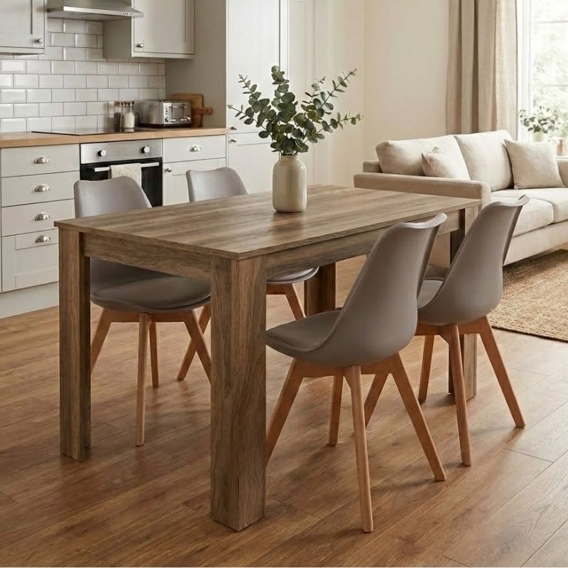 Σετ τραπεζαρία 5τμχ Darlen – Viva Megapap χρώμα καρυδί – cappuccino 125x72x74εκ.