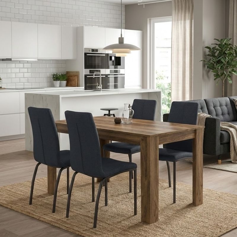 Σετ τραπεζαρία 5τμχ Darlen – Fina Megapap χρώμα καρυδί – ανθρακί 125x72x74εκ.