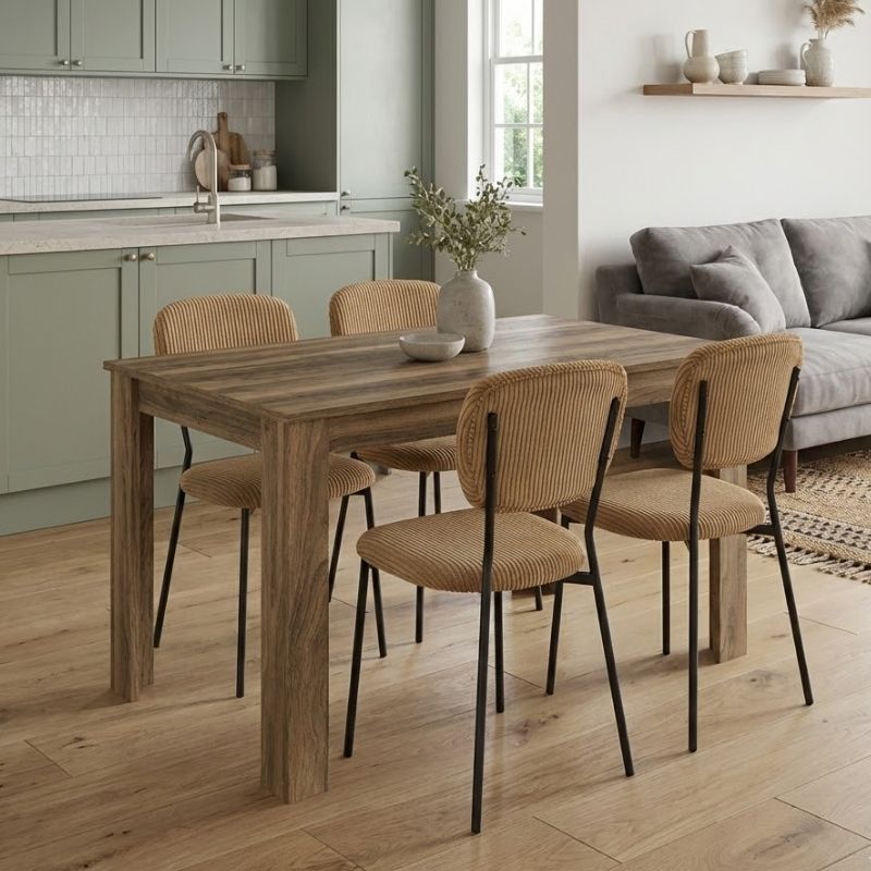 Σετ τραπεζαρία 5τμχ Darlen – Kevin Megapap χρώμα καρυδί – μουσταρδί 125x72x74εκ.