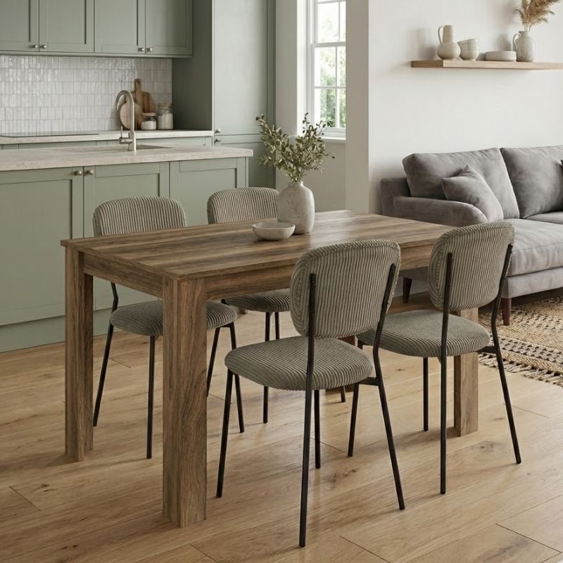 Σετ τραπεζαρία 5τμχ Darlen – Kevin Megapap χρώμα καρυδί – λαδί 125x72x74εκ.