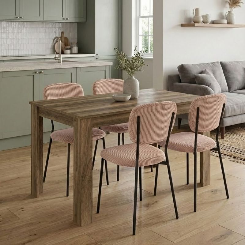 Σετ τραπεζαρία 5τμχ Darlen – Kevin Megapap χρώμα καρυδί – μόκα 125x72x74εκ.