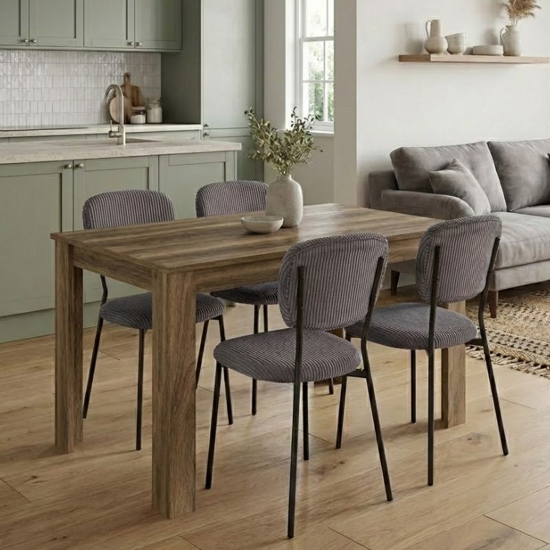 Σετ τραπεζαρία 5τμχ Darlen – Kevin Megapap χρώμα καρυδί – γκρι 125x72x74εκ.