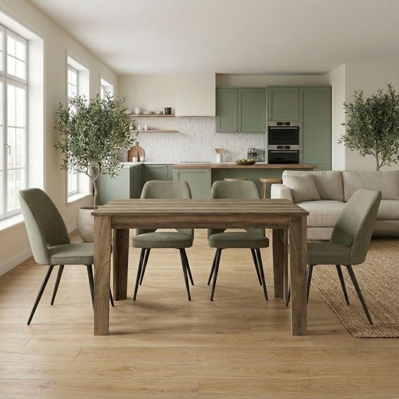 Σετ τραπεζαρία 5τμχ Darlen – Christy Megapap χρώμα καρυδί – λαδί 125x72x74εκ.