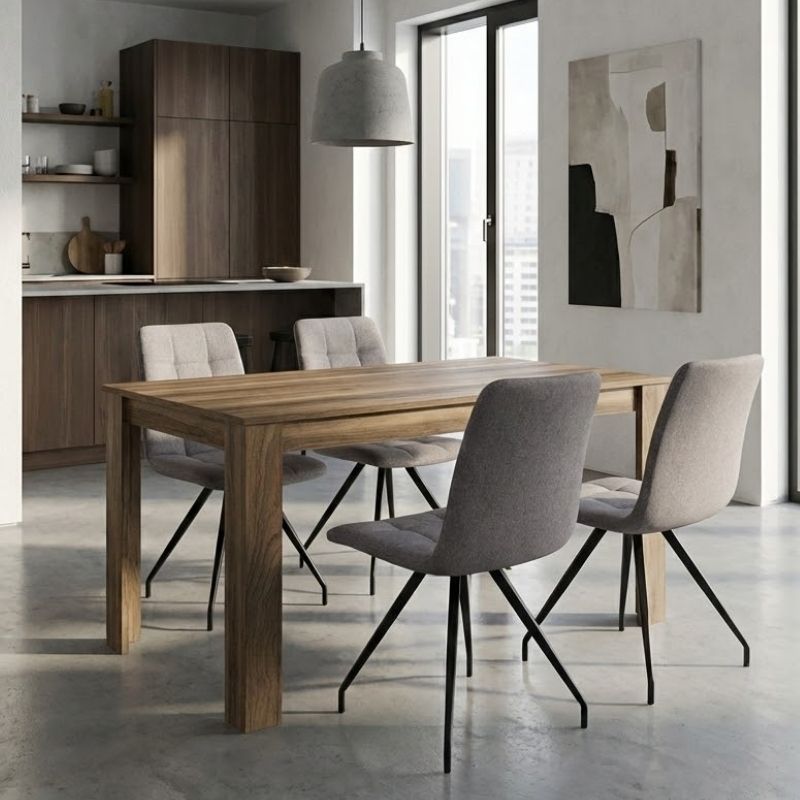 Σετ τραπεζαρία 5τμχ Darlen – Bianca Megapap χρώμα καρυδί – ανοιχτό μπεζ 125x72x74εκ.