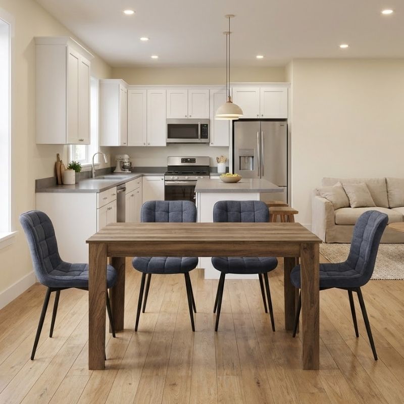 Σετ τραπεζαρία 5τμχ Darlen – Chiara Megapap χρώμα καρυδί – ανθρακί 125x72x74εκ.