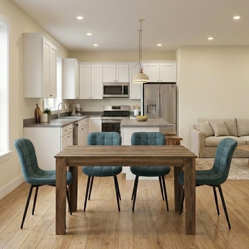 Σετ τραπεζαρία 5τμχ Darlen – Chiara Megapap χρώμα καρυδί – πράσινο 125x72x74εκ.