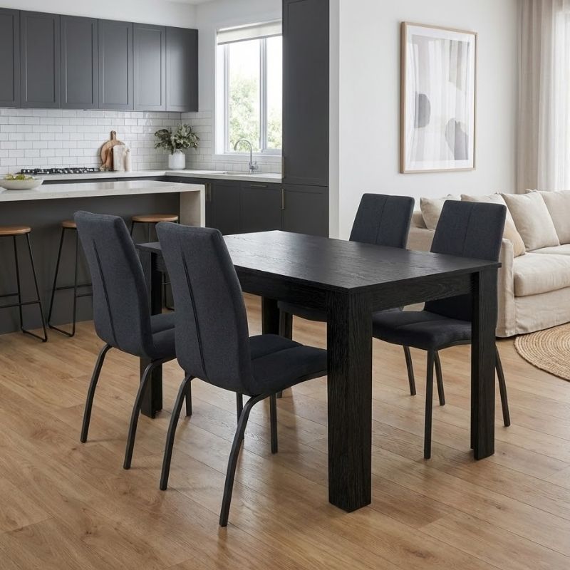 Σετ τραπεζαρία 5τμχ Darlen – Fina Megapap χρώμα sencron black – ανθρακί 125x72x74εκ.