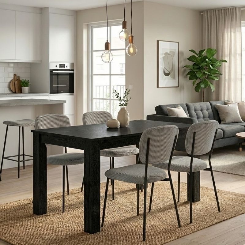 Σετ τραπεζαρία 5τμχ Darlen – Kevin Megapap χρώμα sencron black – λαδί 125x72x74εκ.