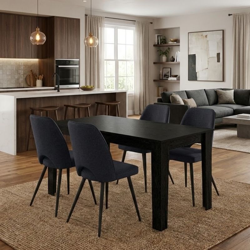 Σετ τραπεζαρία 5τμχ Darlen – Christy Megapap χρώμα sencron black – ανθρακί 125x72x74εκ.