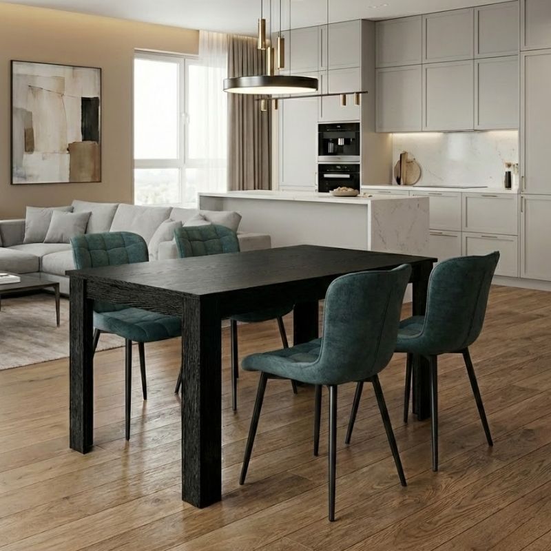 Σετ τραπεζαρία 5τμχ Darlen – Chiara Megapap χρώμα sencron black – πράσινο 125x72x74εκ.