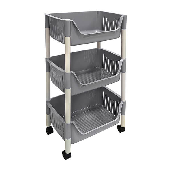 ΠΛΑΣΤΙΚΗ ΡΑΦΙΕΡΑ 3 ΘΕΣΕΩΝ ΜΕ ΡΟΔΕΣ ΓΚΡΙ 46Χ30Χ84cm