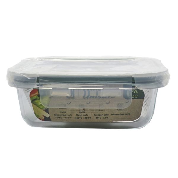 UNISAFE ΦΑΓΗΤΟΔΟΧΕΙΟ ΟΡΘΟΓΩΝΙΟ ΓΥΑΛΙΝΟ ΜΕ ΚΑΠΑΚΙ