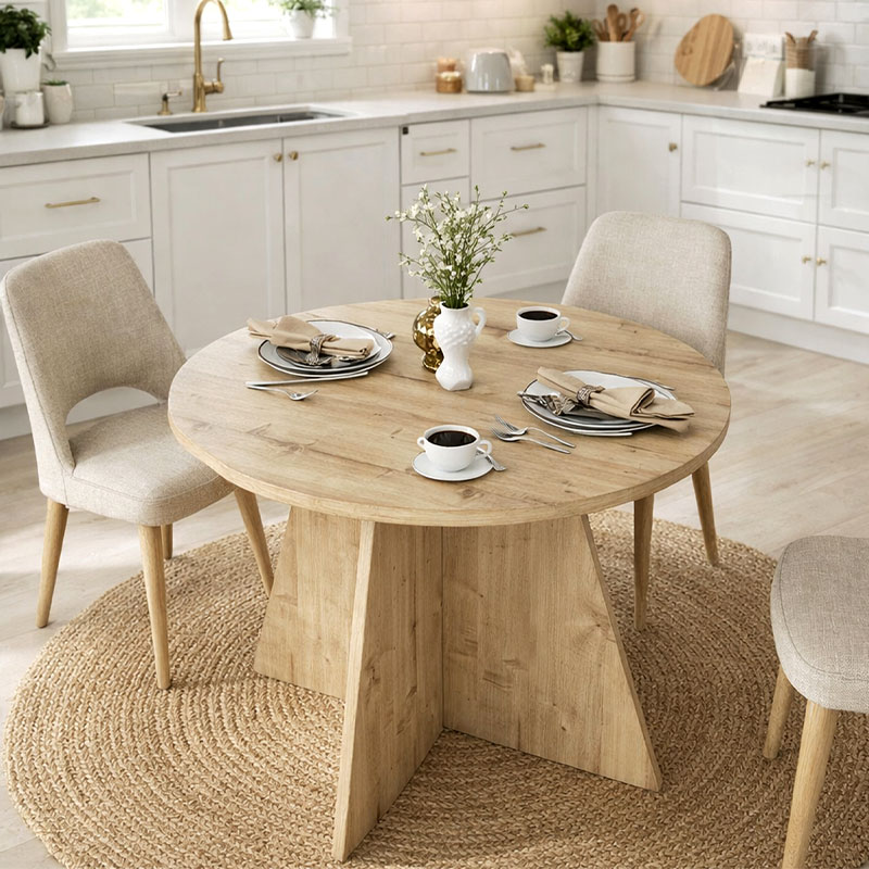 Τραπέζι Tailor Megapap χρώμα sapphire oak Ø100x75,7εκ. - Image 2
