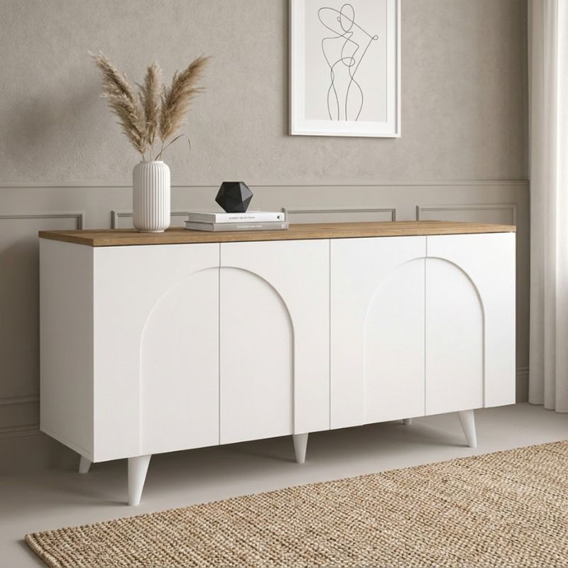 Μπουφές Bono Megapap χρώμα λευκό – sepet oak 150x45x74,6εκ.