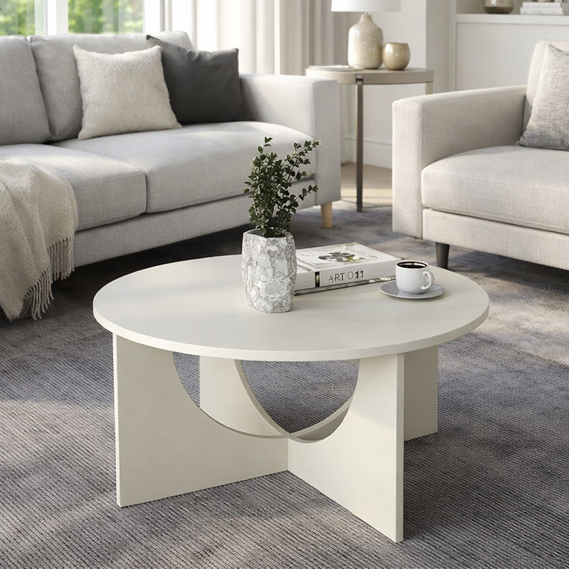 Τραπεζάκι σαλονιού Lemmar Megapap χρώμα sandstone Ø75x36,8εκ. - Image 2