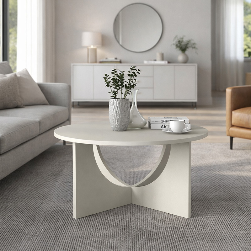Τραπεζάκι σαλονιού Lemmar Megapap χρώμα sandstone Ø75x36,8εκ. - Image 3
