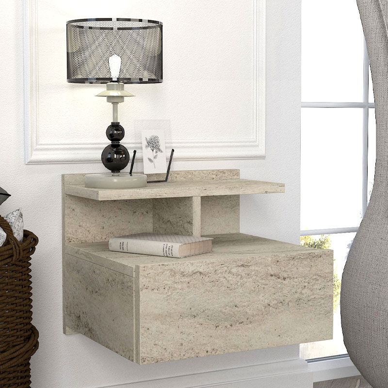 Κομοδίνο επιτοίχιο Mislina Megapap χρώμα travertine 40×33,2×32εκ.