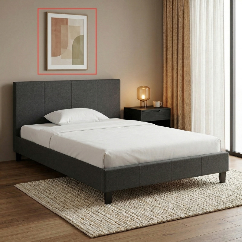 Κρεβάτι Flat Megapap υφασμάτινο χρώμα ανθρακί 120×200εκ.