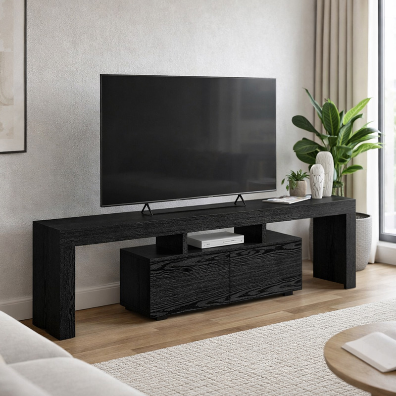 Έπιπλο τηλεόρασης Woodra Megapap χρώμα sencron black 180×31,3×50,2εκ.