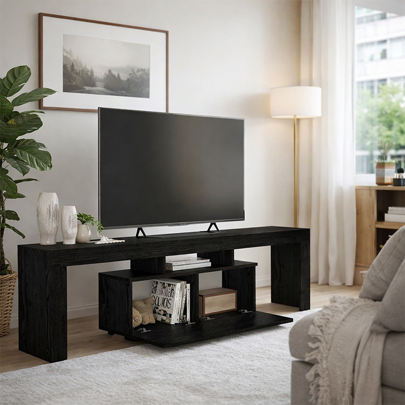 Έπιπλο τηλεόρασης Woodra Megapap χρώμα sencron black 180x31,3x50,2εκ. - Image 6