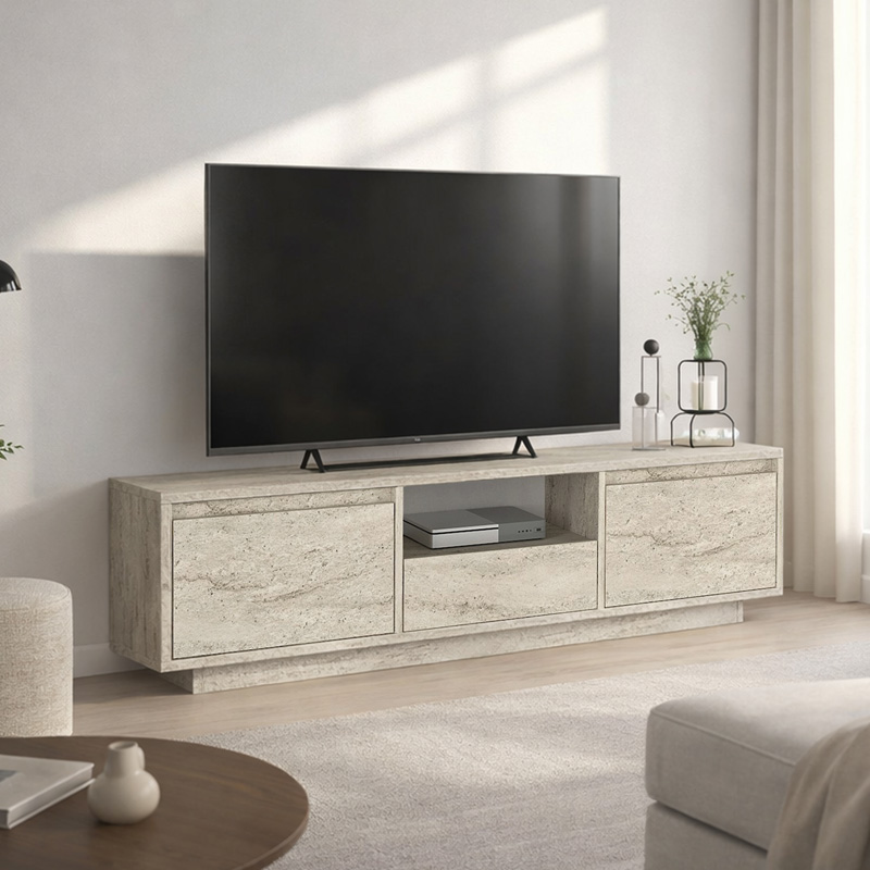 Έπιπλο τηλεόρασης Lumbera Megapap χρώμα travertine 160×29,5×42εκ.