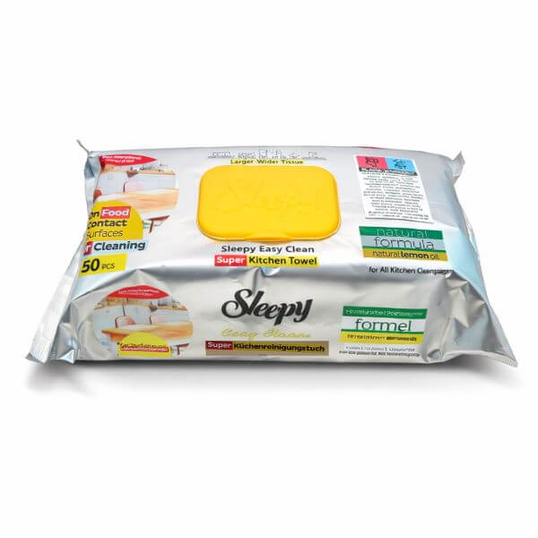 SLEEPY EASY CLEAN ΥΓΡΗ ΠΕΤΣΕΤΑ ΚΟΥΖΙΝΑΣ 50τμχ. ΛΕΜΟΝΙ
