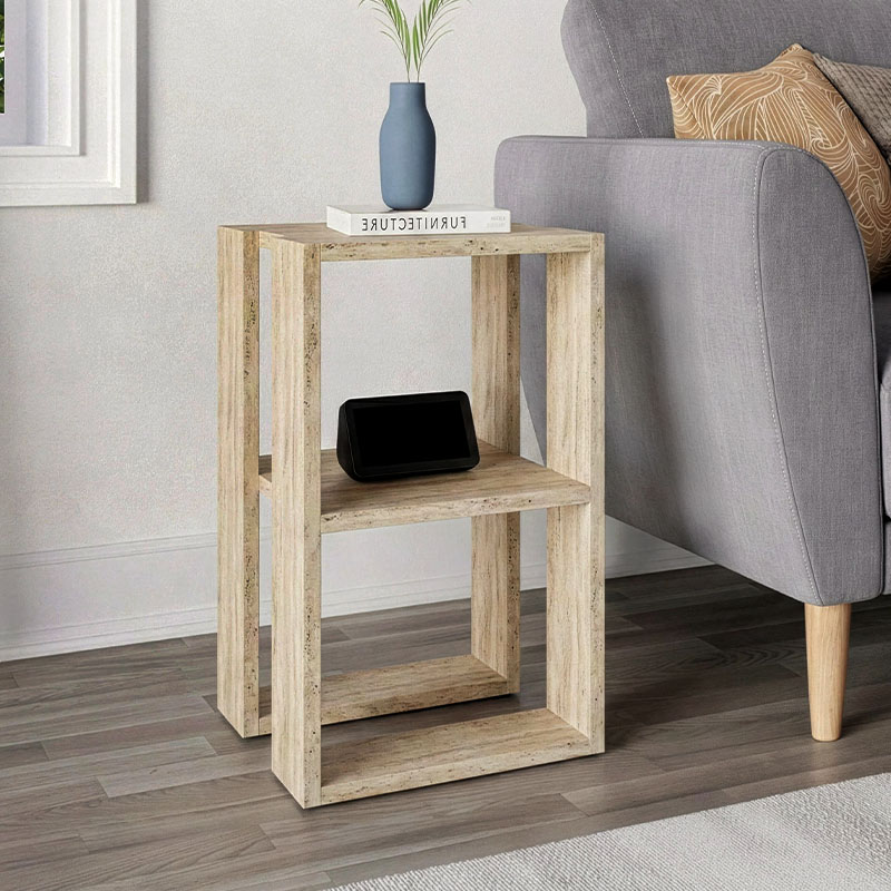 Κομοδίνο – Τραπεζάκι βοηθητικό Lonie Megapap χρώμα travertine 34x30x55εκ.