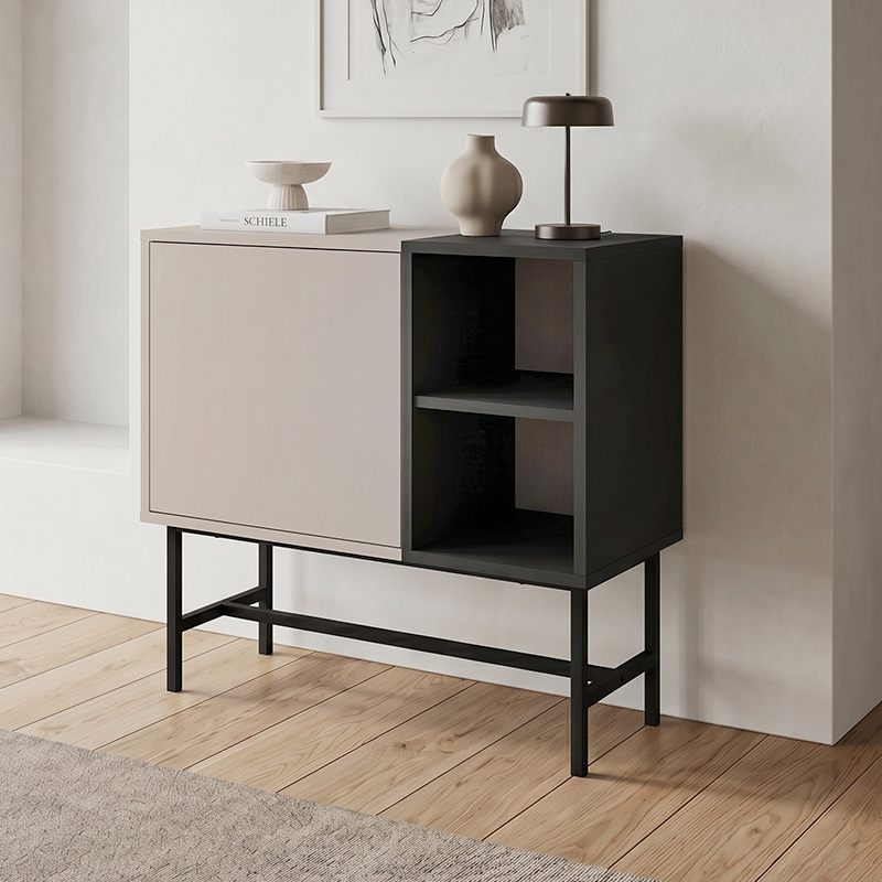Μπουφές Mona Megapap χρώμα sandstone – black wood 81x40x80εκ.