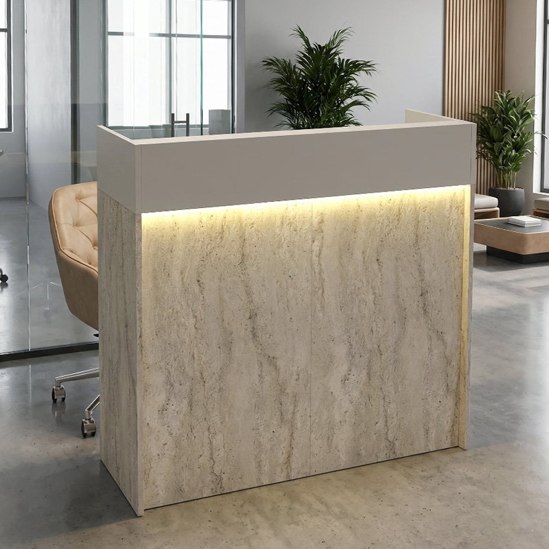 Γραφείο υποδοχής – reception Wilko Megapap με LED χρώμα travertine – sandstone 113,6x42x110εκ.