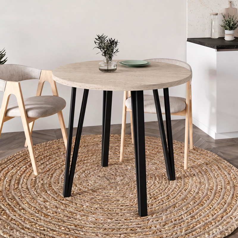 Τραπέζι Xana Megapap χρώμα travertine Ø90×77,5εκ.