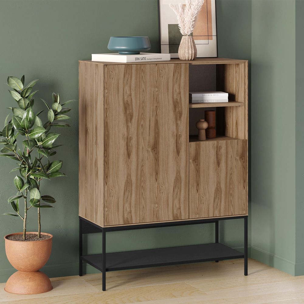 Μπουφές Amira Megapap χρώμα καρυδί Ud – black wood 90x40x125εκ.