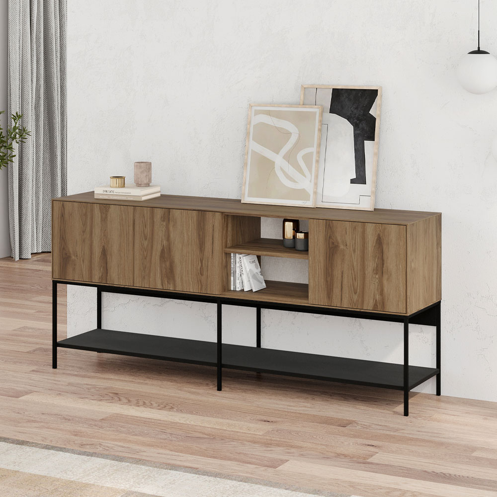 Μπουφές Amira Megapap χρώμα καρυδί Ud – black wood 180x40x80εκ.