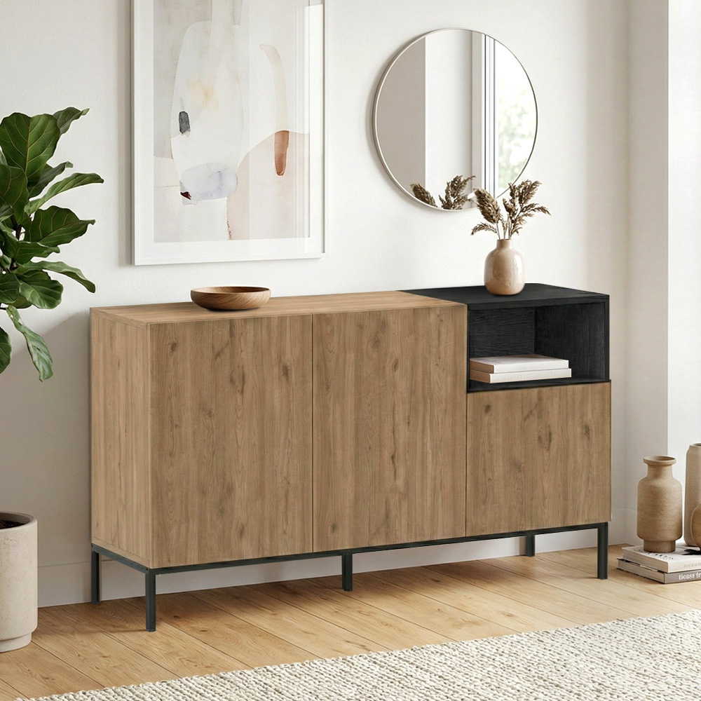 Μπουφές Cailin Megapap χρώμα sepet oak – black wood 140×41,8×80εκ.
