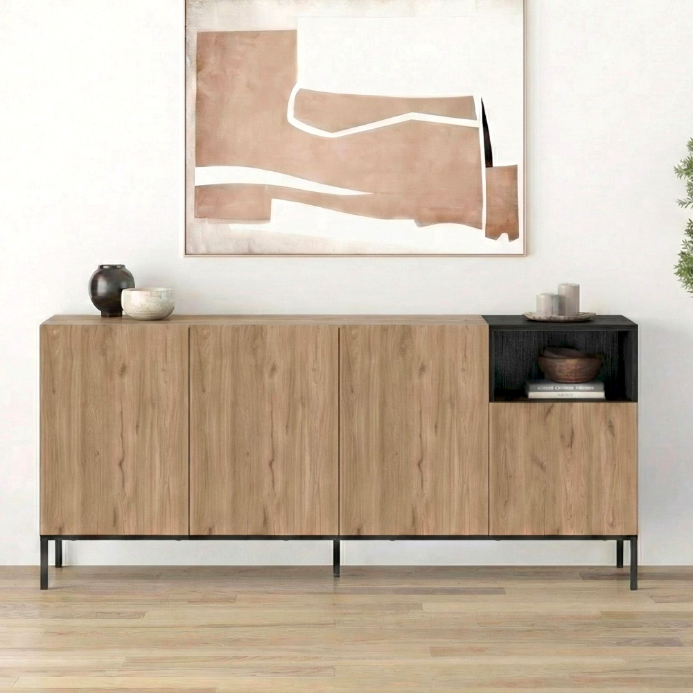 Μπουφές Cailin Megapap χρώμα sepet oak – black wood 180×41,8×80εκ.