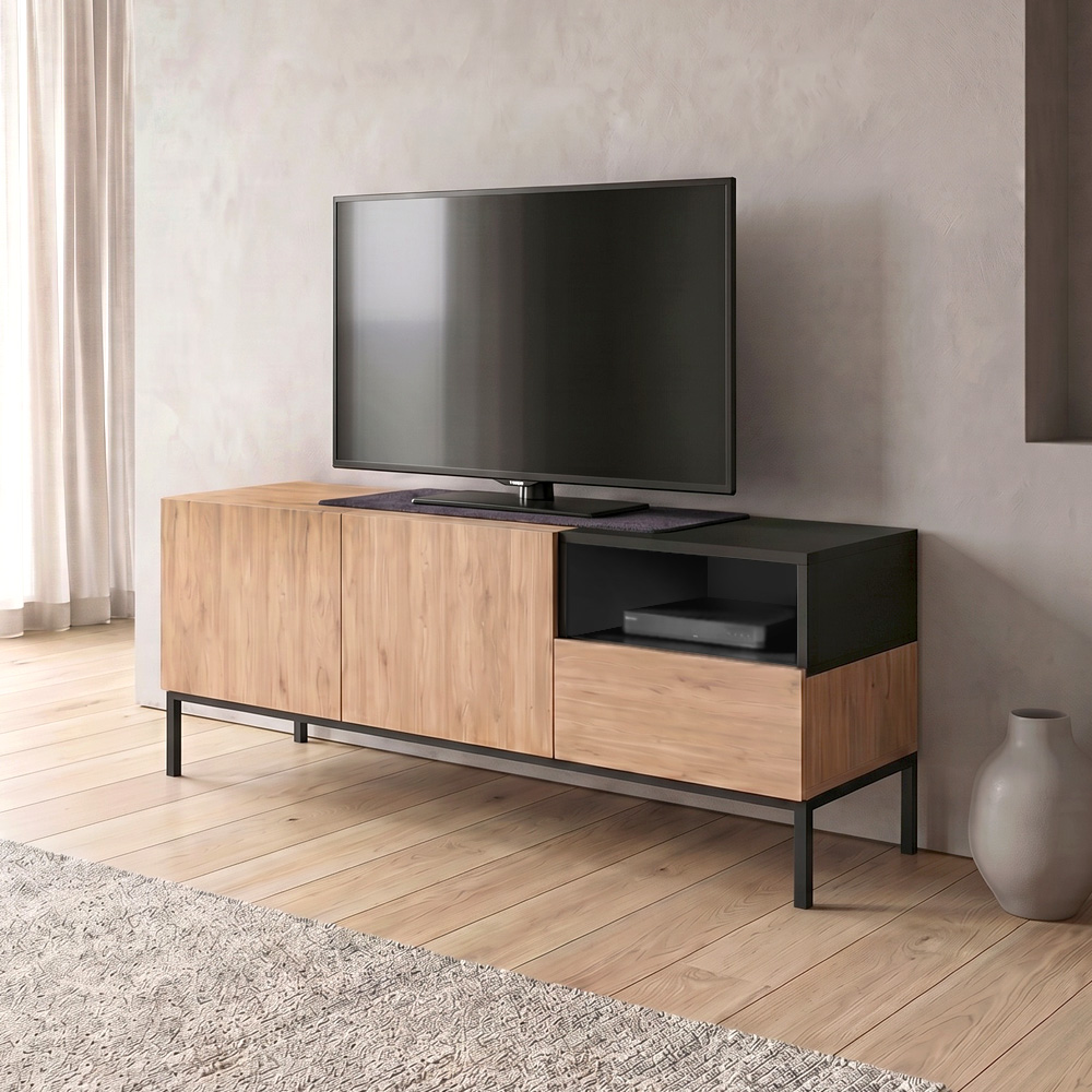 Έπιπλο τηλεόρασης Cailin Megapap χρώμα sepet oak – black wood 140×41,8×55εκ.