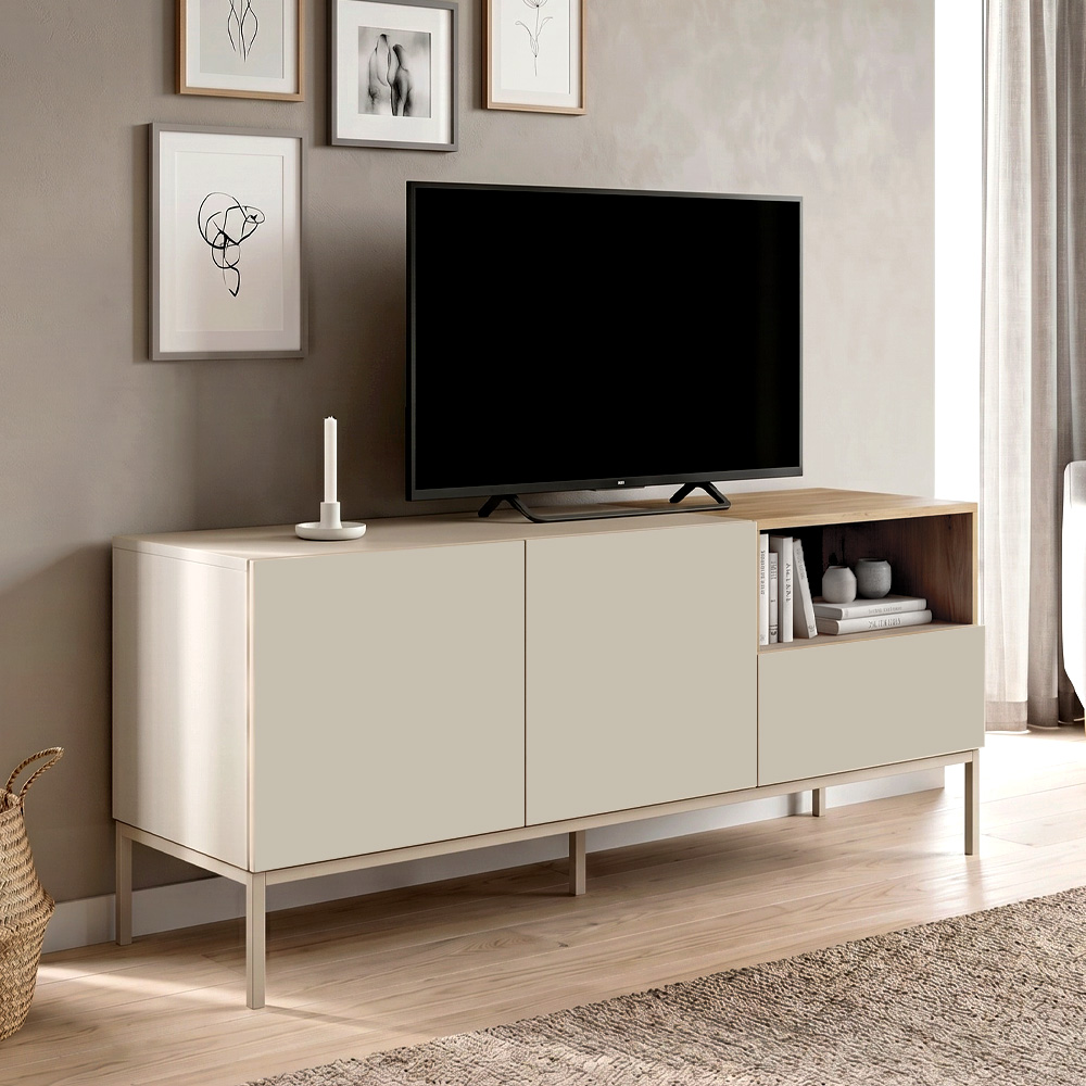 Έπιπλο τηλεόρασης Cailin Megapap χρώμα sandstone – sepet oak 140×41,8×55εκ.