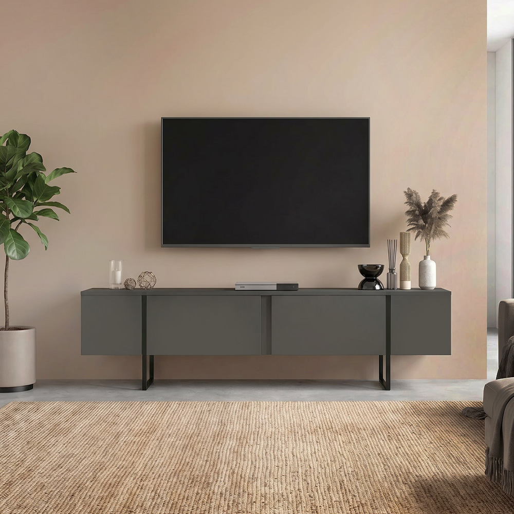 Έπιπλο τηλεόρασης Orontes Megapap χρώμα ανθρακί 180x29,6x50εκ. - Image 4